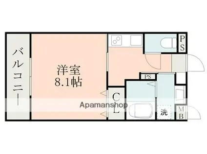 ラ・シック県立大学前Ⅲ(1K/3階)の間取り写真