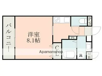 ラ・シック県立大学前Ⅲ(1K/4階)の間取り写真