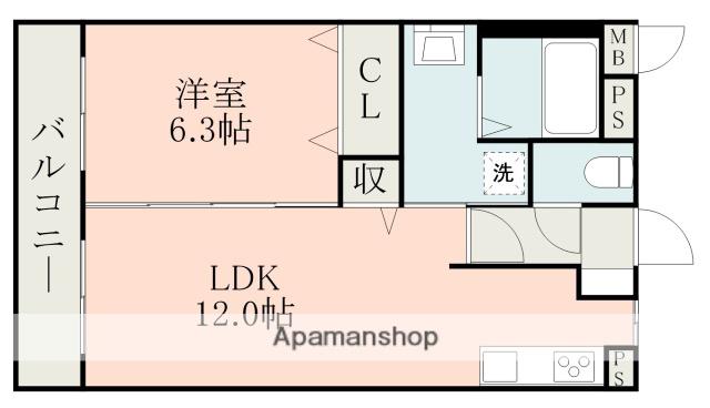 エバンジェル長嶺(1LDK/1階)の間取り写真