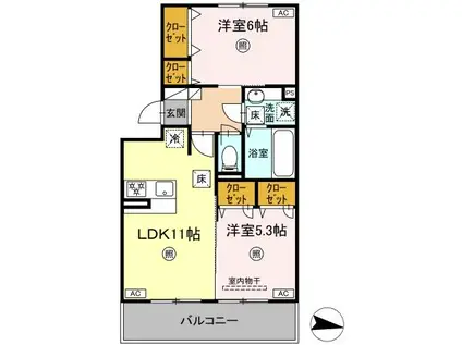 コートドール7(2LDK/1階)の間取り写真