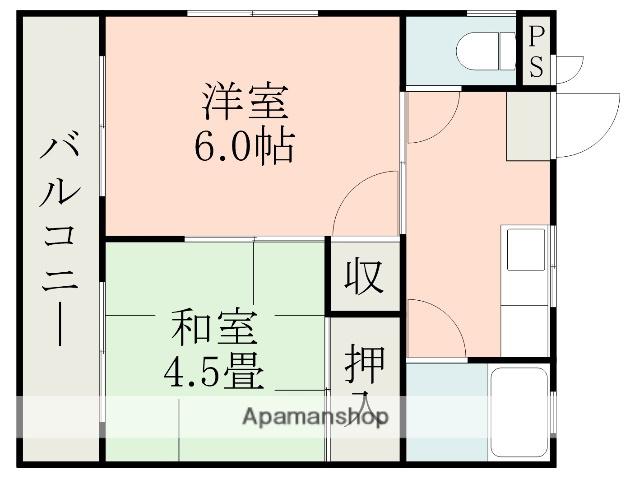 レジデンス渡鹿 B棟(2K/2階)の間取り写真