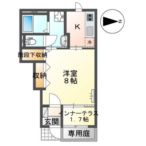 薬園町アパート(1K/1階)の間取り写真
