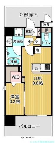 バフェット原水ビル(1LDK/4階)の間取り写真