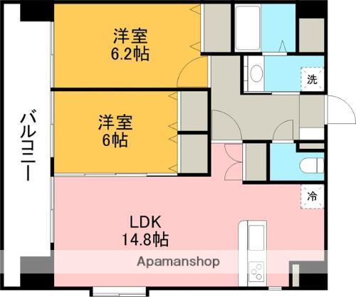 アン グランデ(2LDK/6階)の間取り写真