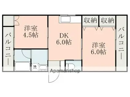 東栄ハイツⅡ(2DK/2階)の間取り写真
