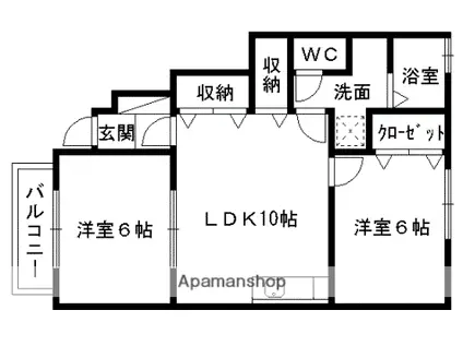ヨーロピアンシャレー山ノ内A棟(2LDK/1階)の間取り写真