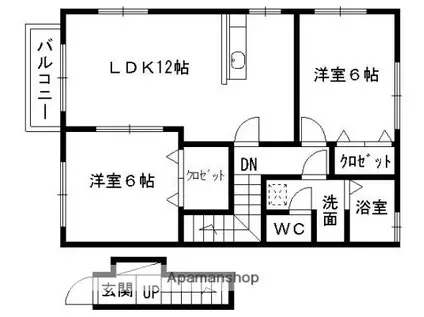 ヨーロピアンシャレー山ノ内A棟(2LDK/2階)の間取り写真