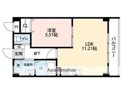グランソシエ黒髪Ⅱ(1LDK/2階)の間取り写真