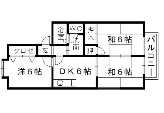 セジュールコートⅡ(3DK/2階)の間取り写真