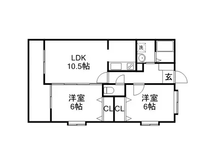 ジェラール小峯(2LDK/3階)の間取り写真