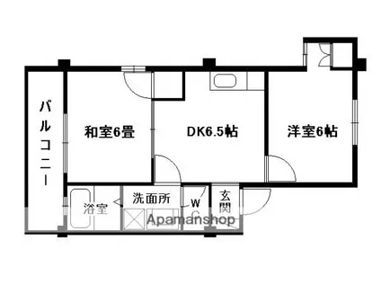 サンライズ若葉(2DK/2階)の間取り写真