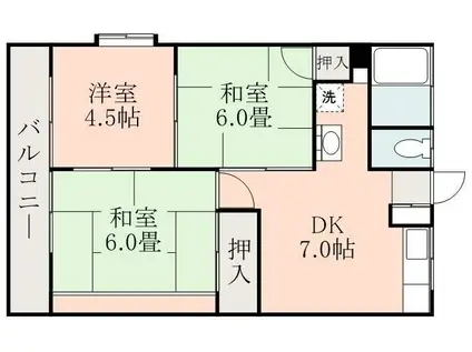 MSグリーンコーポ(3DK/2階)の間取り写真