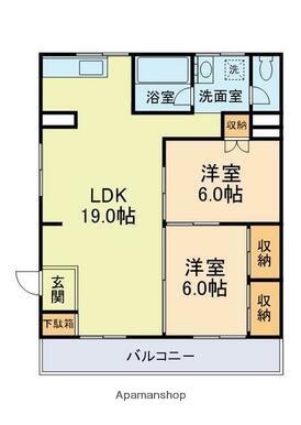 インターコーポ御領(2LDK/1階)の間取り写真