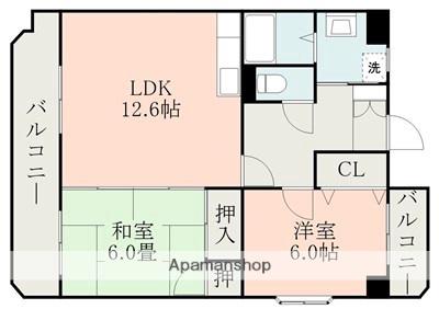 グランディール楠(2LDK/2階)の間取り写真