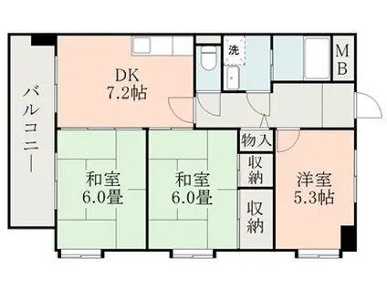 第3甲斐田ハイツ(3DK/9階)の間取り写真