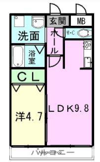 スライブ壱番館(1LDK/4階)の間取り写真