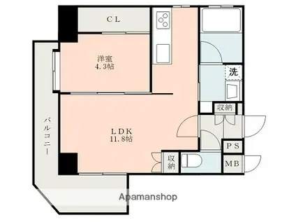 アップリッチ本荘(1LDK/3階)の間取り写真