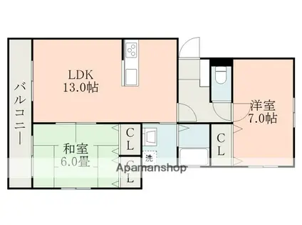 ワコーハイツ(2LDK/1階)の間取り写真