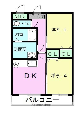 アンクレージュ光の森東(2DK/3階)の間取り写真