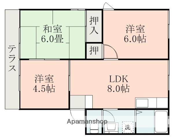 エーデルハイム(3DK/1階)の間取り写真