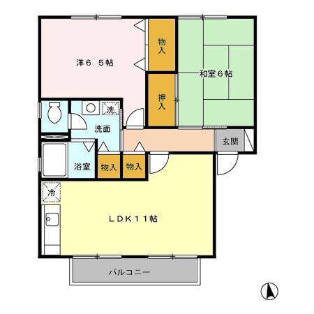 プレミールハイムA棟(2LDK/2階)の間取り写真