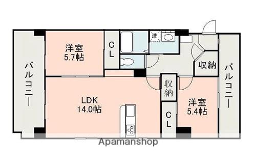 L-フィネス(2LDK/2階)の間取り写真