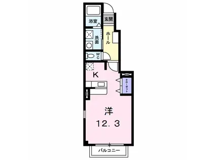 アヴニールⅢ(1K/1階)の間取り写真