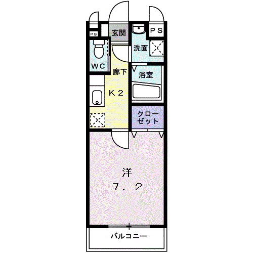 カルフールB.C白山(1K/3階)の間取り写真