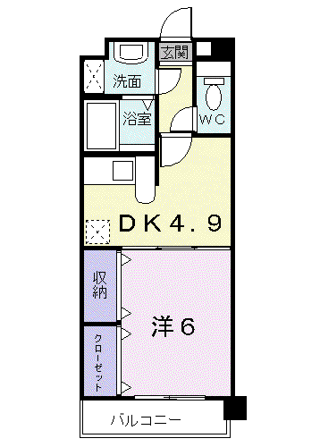 レルベ保田窪(1DK/1階)の間取り写真