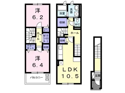 ニュー・ガジュマル(2LDK/2階)の間取り写真