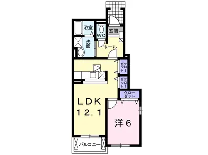 クランベリーコート(1LDK/1階)の間取り写真