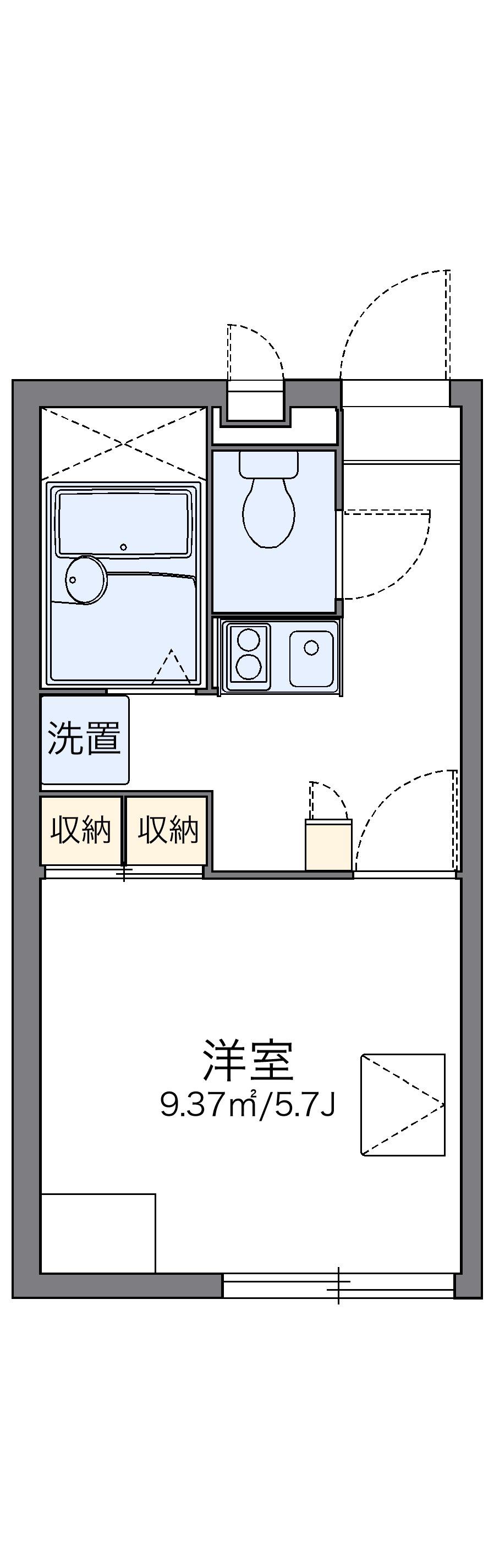 レオパレスパークサイド南熊本Ⅱ(1K/2階)の間取り写真