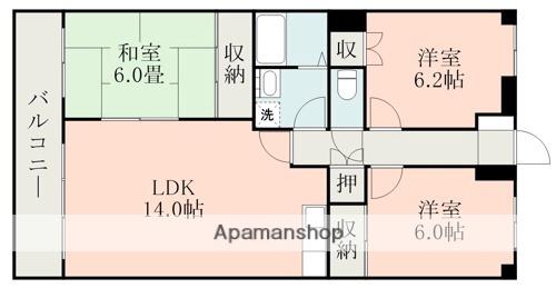 ブルック出水(3LDK/3階)の間取り写真