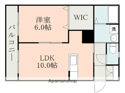 PATIO黒髪Ⅱ(1LDK/2階)の間取り写真