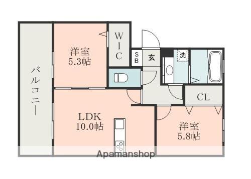 JK長嶺東(2LDK/3階)の間取り写真