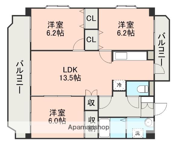グランレーヴ弐番館(3LDK/1階)の間取り写真