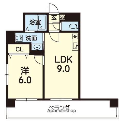 星寿島崎ビル(1LDK/6階)の間取り写真