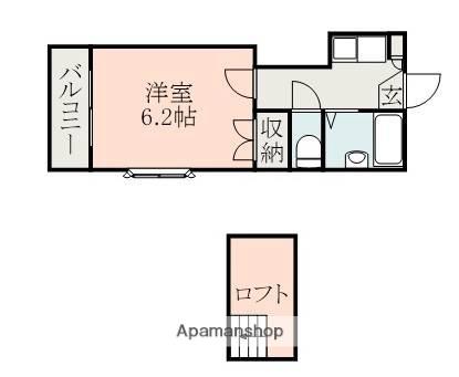 NICE帯山B(1K/2階)の間取り写真