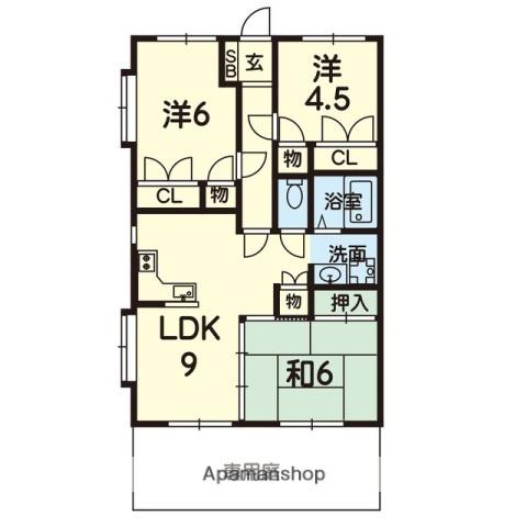 ウエスト・ハイツ(3LDK/1階)の間取り写真