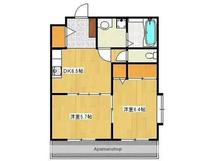 スクエア浄行寺(2DK/2階)の間取り写真