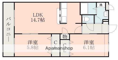 MAJOR大津北(2LDK/2階)の間取り写真