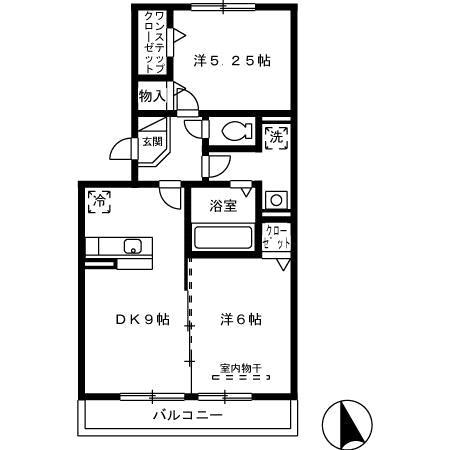 グランドデューク(2LDK/2階)の間取り写真