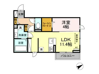 セレニータ.クワトロ(1LDK/2階)の間取り写真