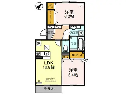 プラッツ(2LDK/1階)の間取り写真