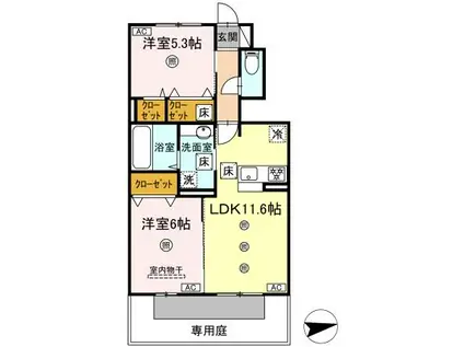 カルムハウス上代(2LDK/1階)の間取り写真