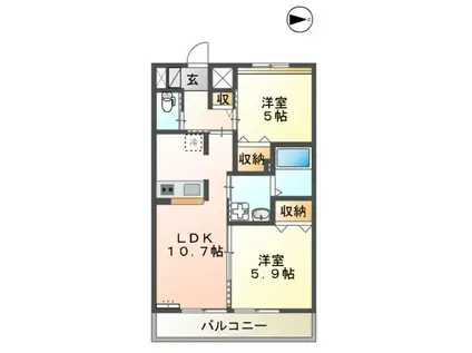MAISON LUMIERE(2LDK/2階)の間取り写真
