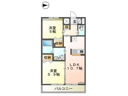 MAISON LUMIERE(2LDK/2階)の間取り写真