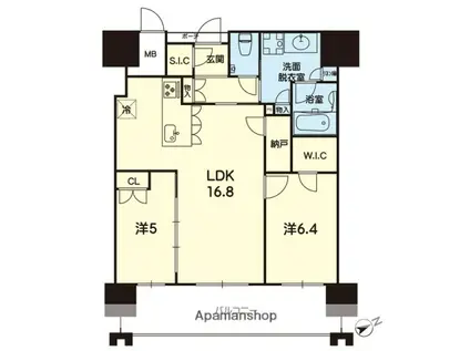 MJR熊本ゲートタワー(2LDK/14階)の間取り写真