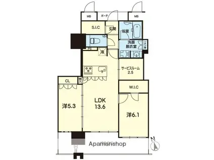 MJR熊本ゲートタワー(2LDK/19階)の間取り写真