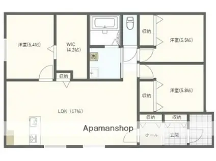 鹿児島本線 上熊本駅(JR・熊本電鉄) 徒歩15分 1階建 築1年(3LDK)の間取り写真